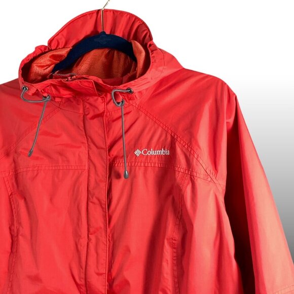 Columbia OmniTech Rain Jacket Women's Sz L Red Waterproof Breathable Lightweight - Picture 3 of 13